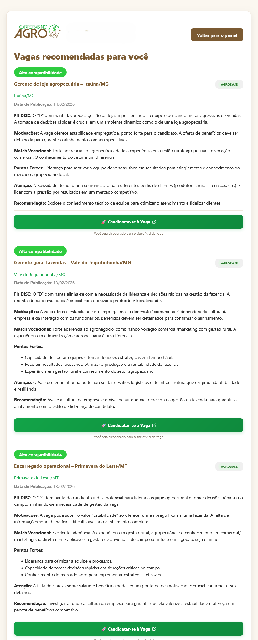 Vagas Recomendadas